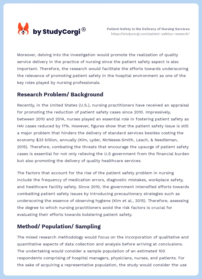 Patient Safety in the Delivery of Nursing Services. Page 2