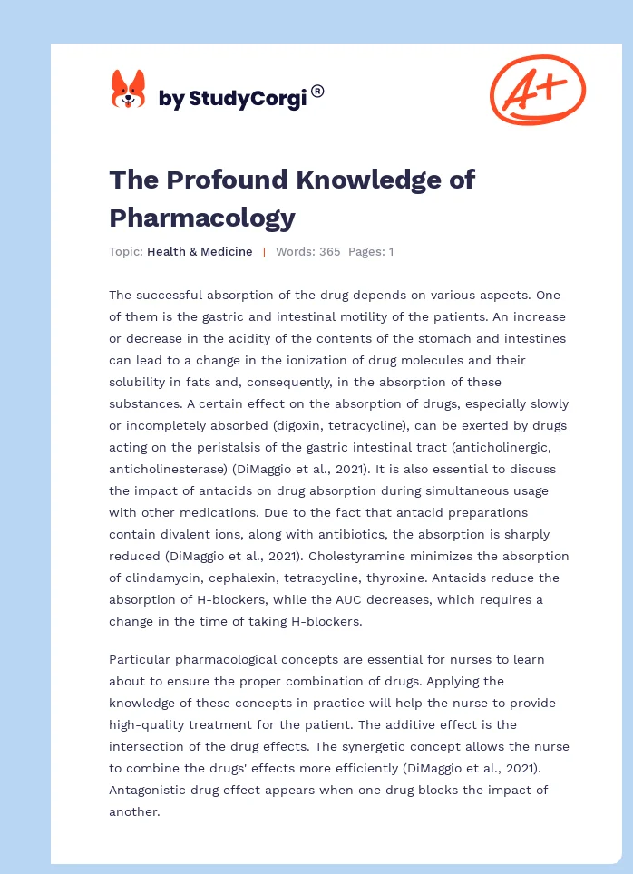The Profound Knowledge of Pharmacology. Page 1