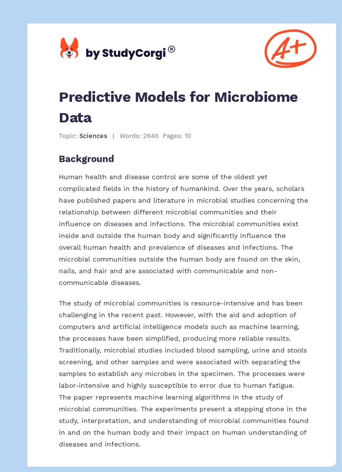 Predictive Models for Microbiome Data. Page 1