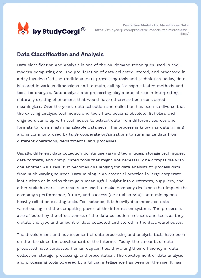Predictive Models for Microbiome Data. Page 2
