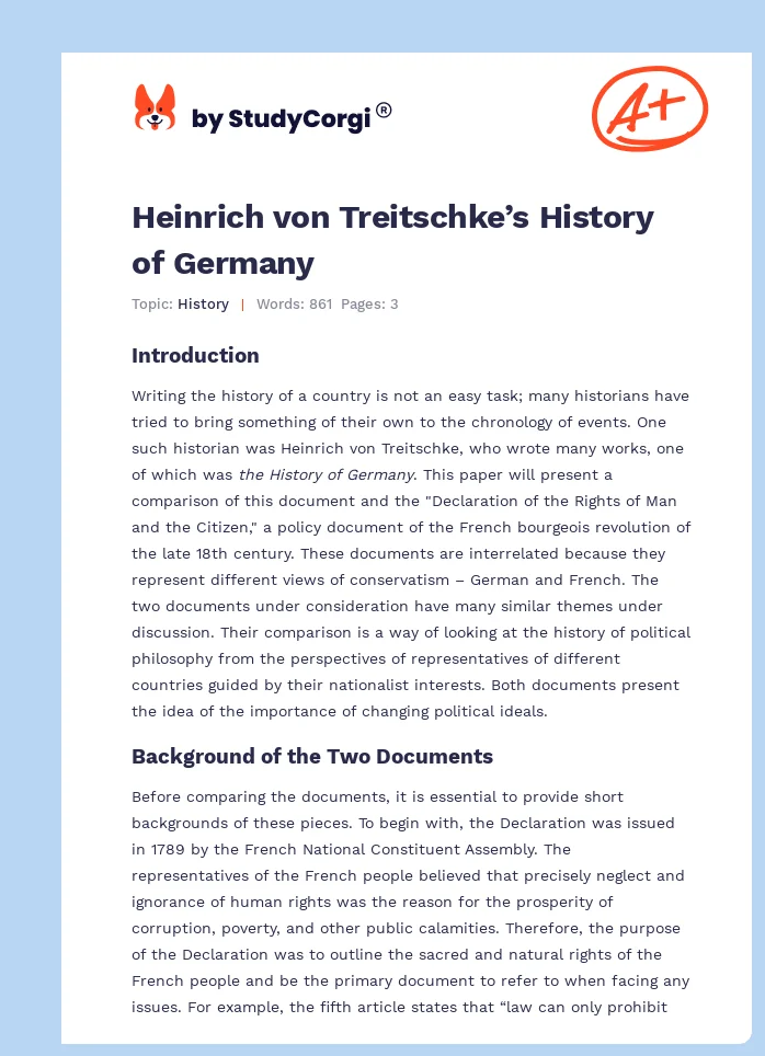 Heinrich von Treitschke’s History of Germany. Page 1