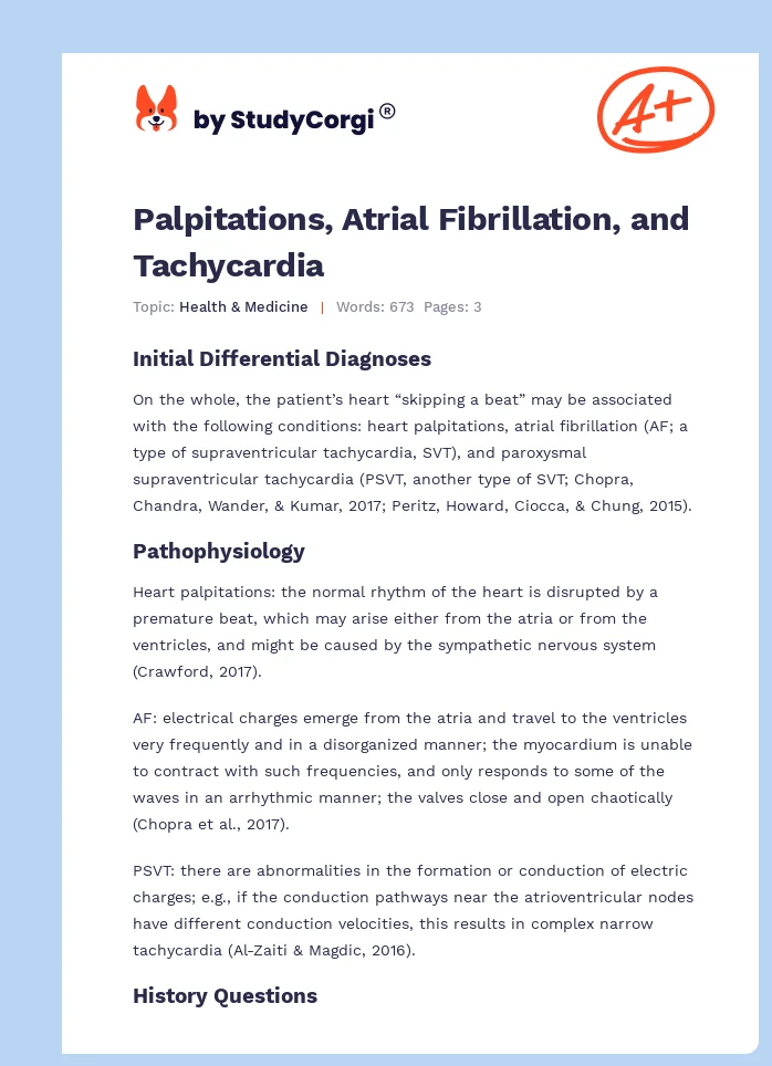 Palpitations, Atrial Fibrillation, and Tachycardia. Page 1