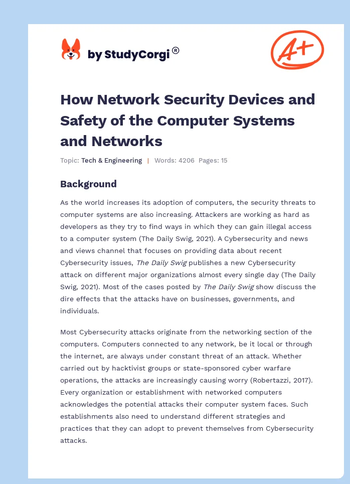How Network Security Devices and Safety of the Computer Systems and Networks. Page 1