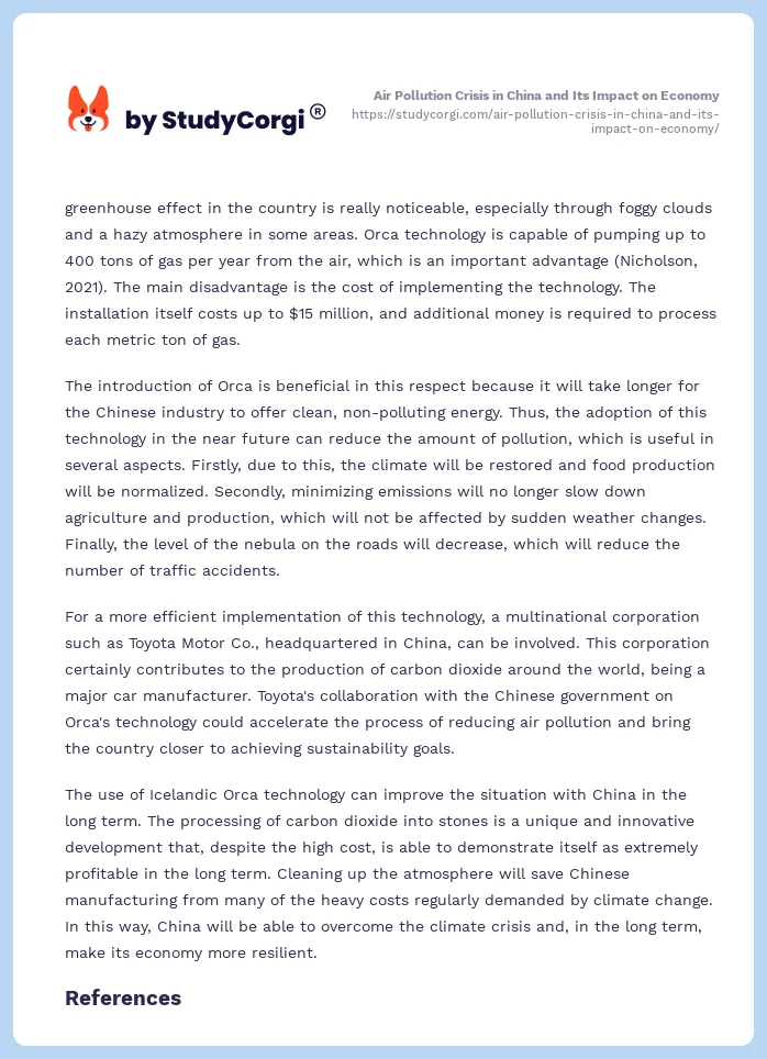 Air Pollution Crisis in China and Its Impact on Economy. Page 2