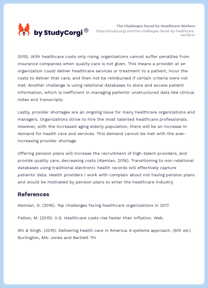 The Challenges Faced by Healthcare Workers. Page 2