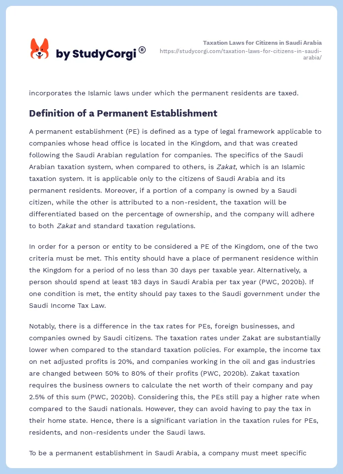 Taxation Laws for Citizens in Saudi Arabia. Page 2
