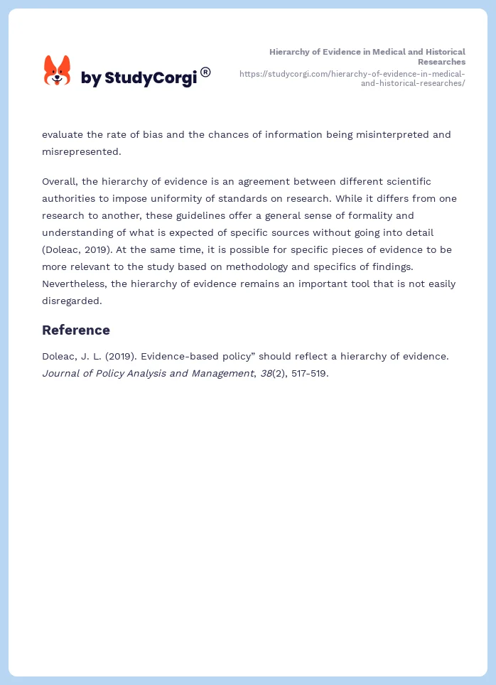Hierarchy of Evidence in Medical and Historical Researches. Page 2