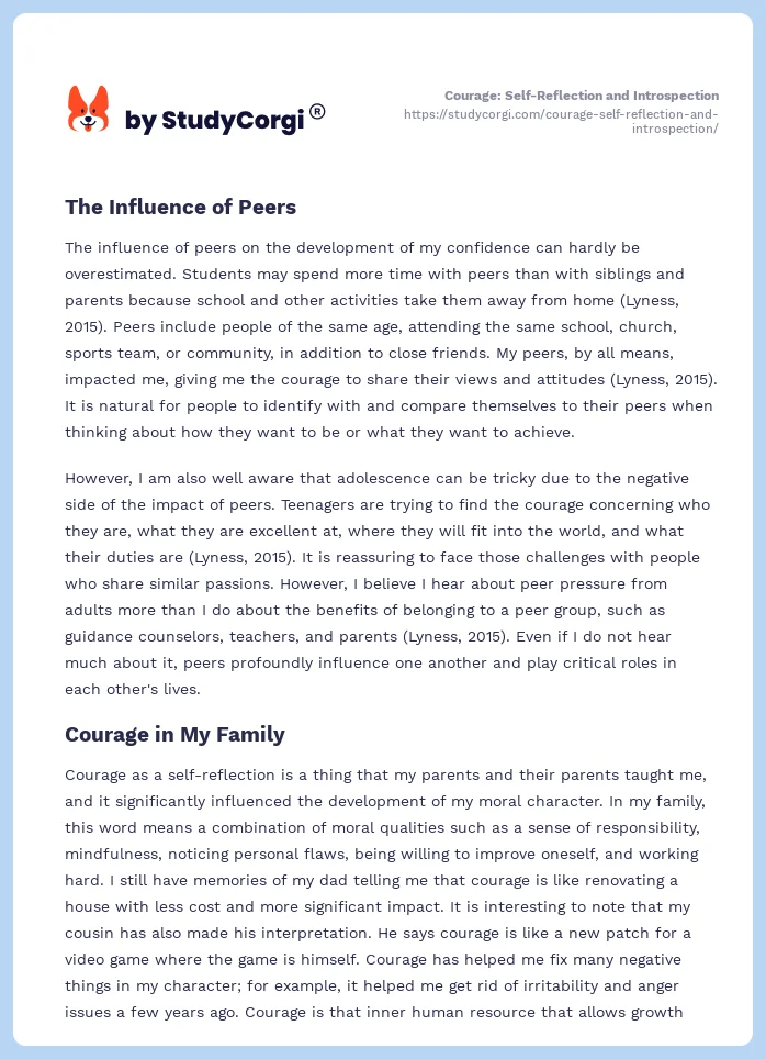 Courage: Self-Reflection and Introspection. Page 2