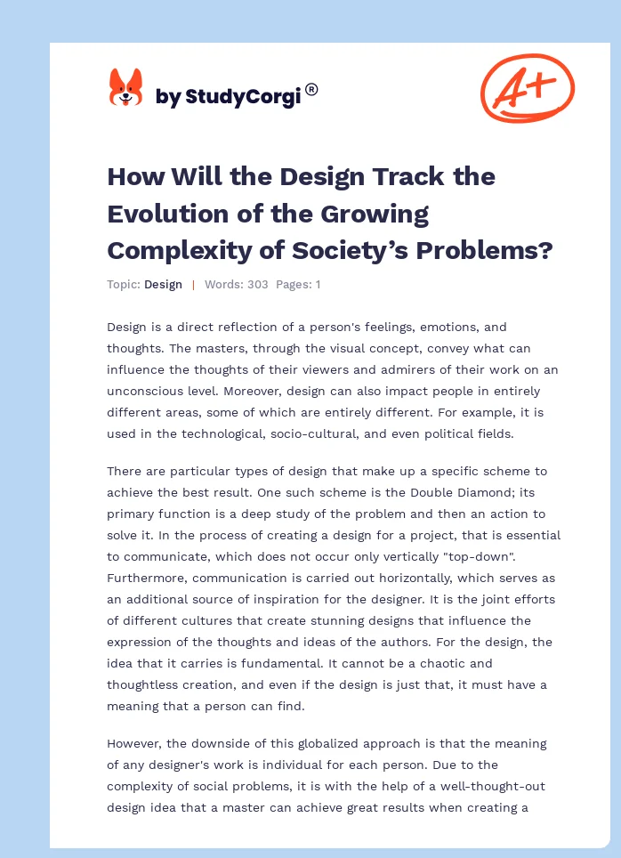 How Will the Design Track the Evolution of the Growing Complexity of Society’s Problems?. Page 1