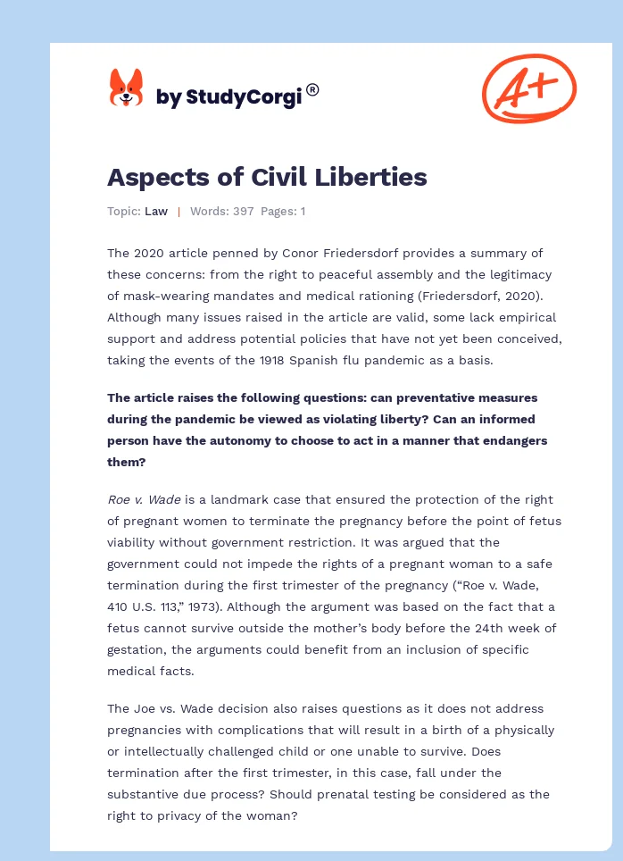 Aspects of Civil Liberties. Page 1