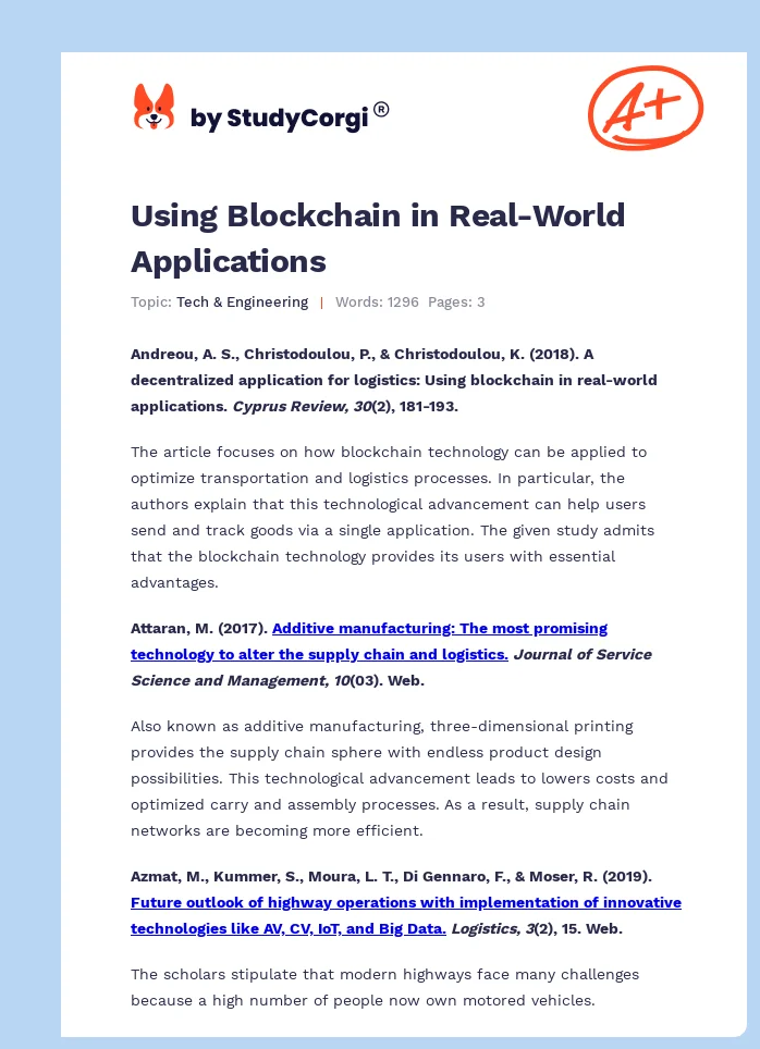 Using Blockchain in Real-World Applications. Page 1
