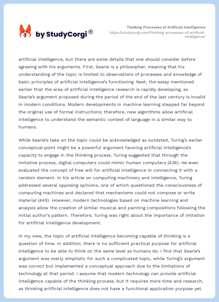 Thinking Processes of Artificial Intelligence. Page 2