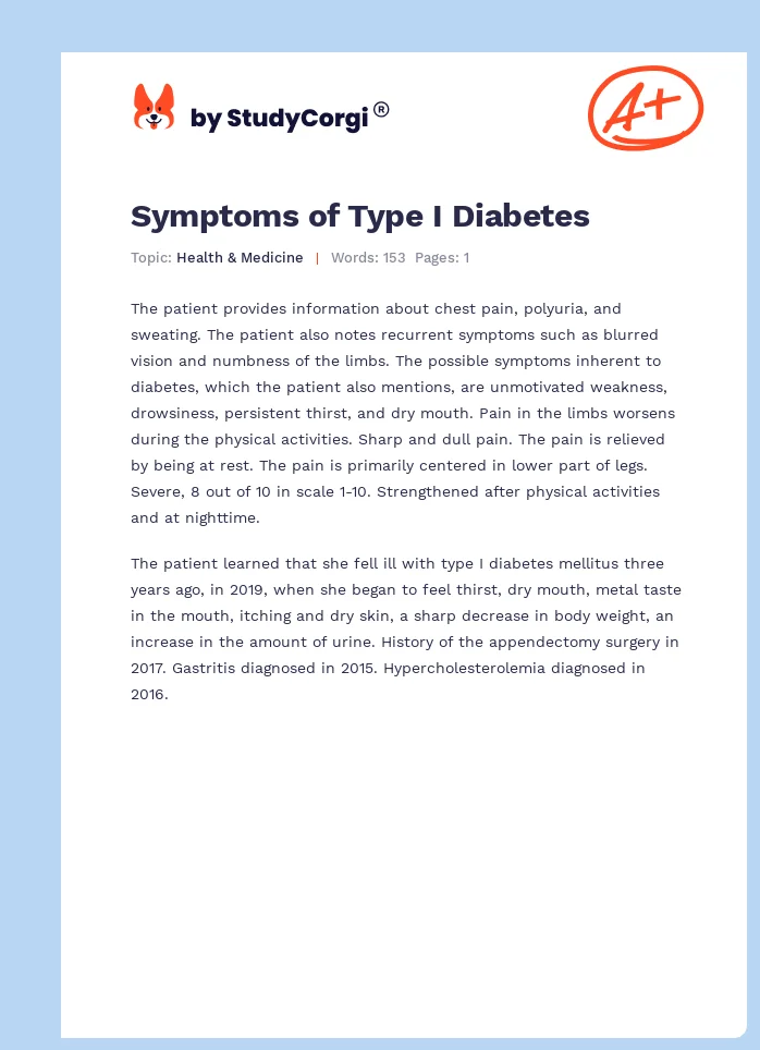 Symptoms of Type I Diabetes. Page 1
