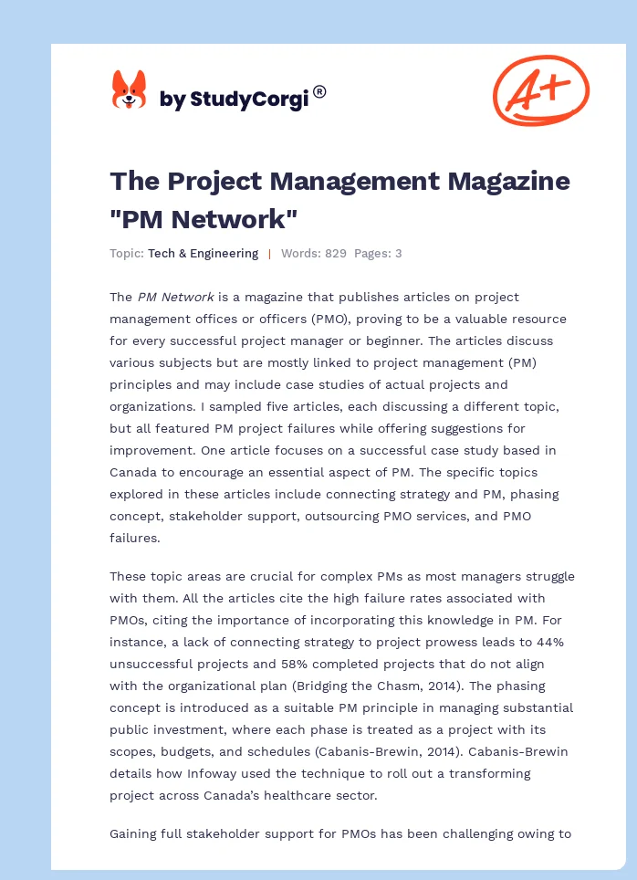 The Project Management Magazine "PM Network". Page 1