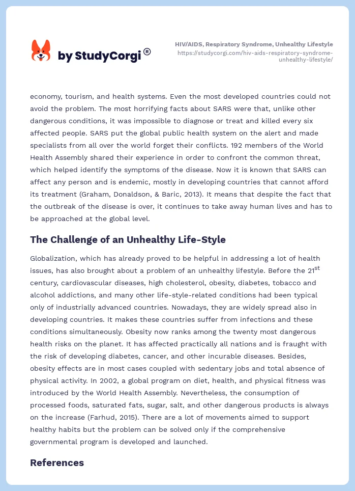 HIV/AIDS, Respiratory Syndrome, Unhealthy Lifestyle. Page 2