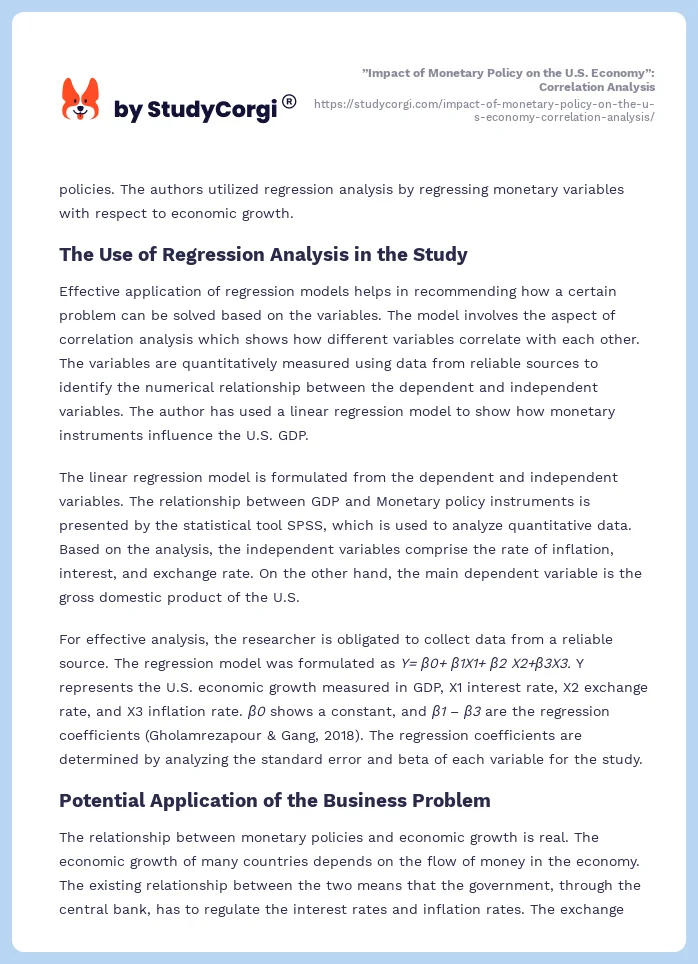 ”Impact of Monetary Policy on the U.S. Economy”: Correlation Analysis. Page 2
