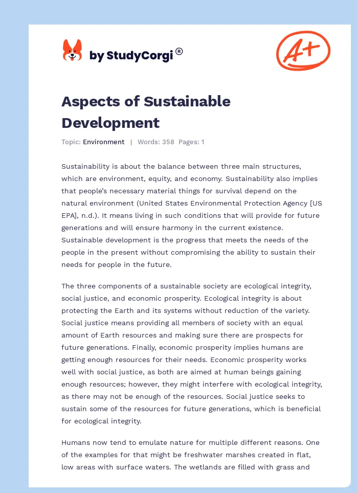 Aspects of Sustainable Development. Page 1