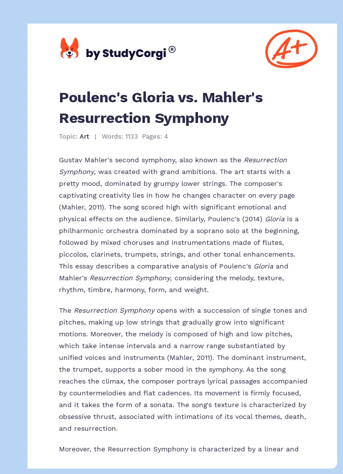 Poulenc's Gloria vs. Mahler's Resurrection Symphony. Page 1