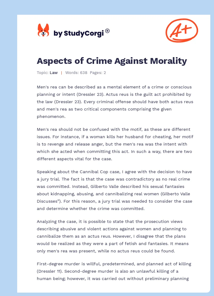 Aspects of Crime Against Morality. Page 1