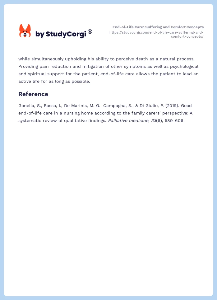 End-of-Life Care: Suffering and Comfort Concepts. Page 2