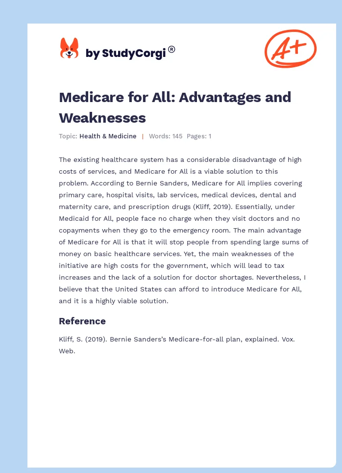 Medicare for All: Advantages and Weaknesses. Page 1