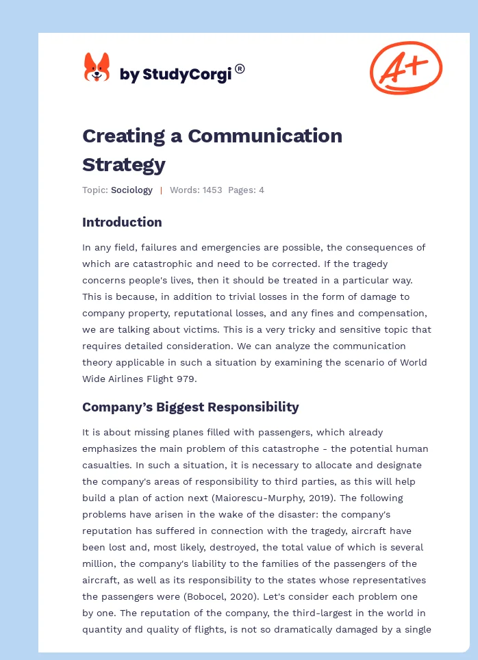 Creating a Communication Strategy. Page 1