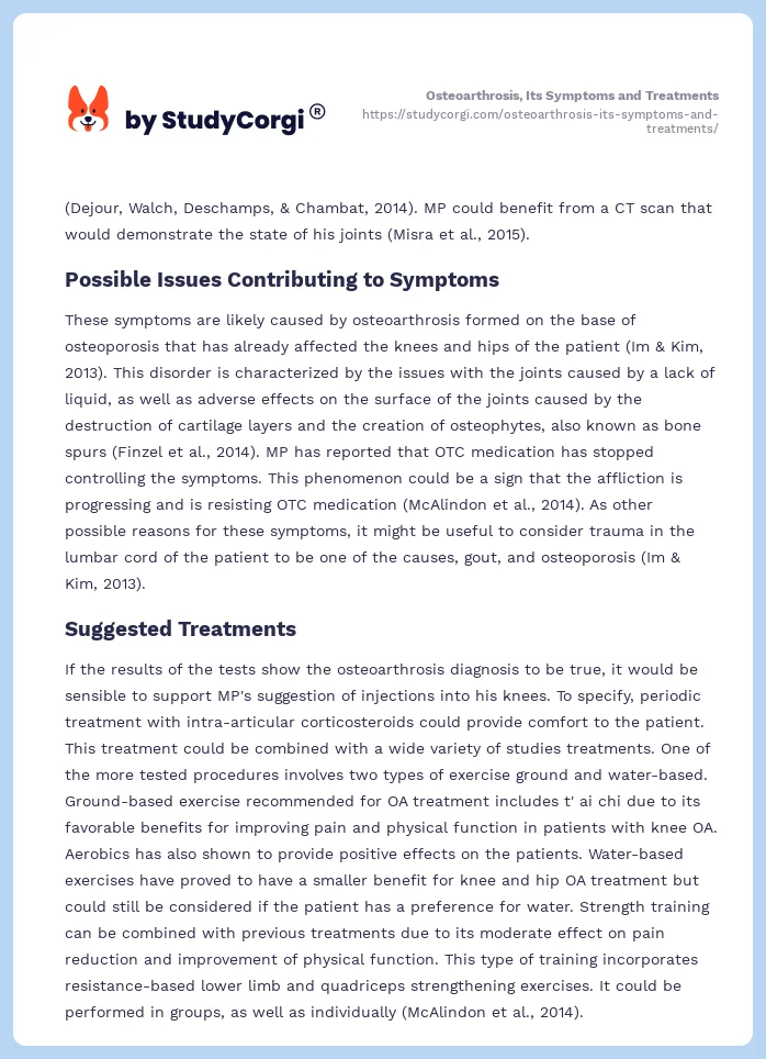 Osteoarthrosis, Its Symptoms and Treatments. Page 2