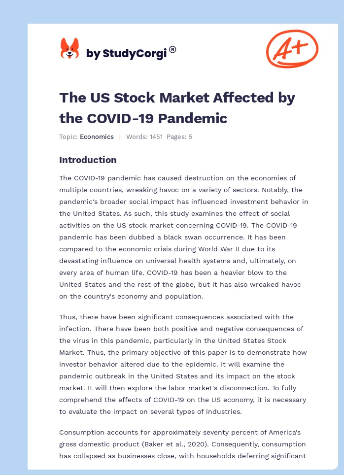 The US Stock Market Affected by the COVID-19 Pandemic. Page 1