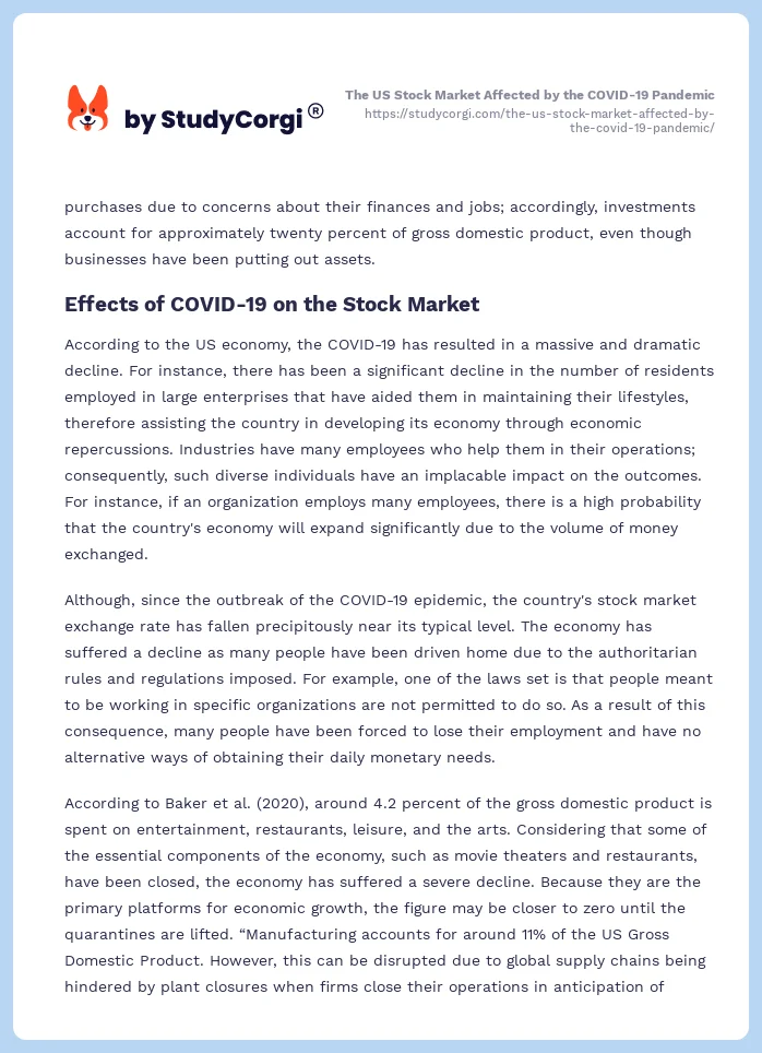 The US Stock Market Affected by the COVID-19 Pandemic. Page 2