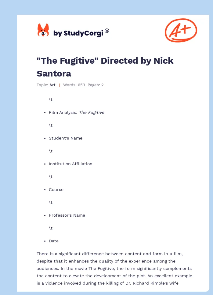 "The Fugitive" Directed by Nick Santora. Page 1
