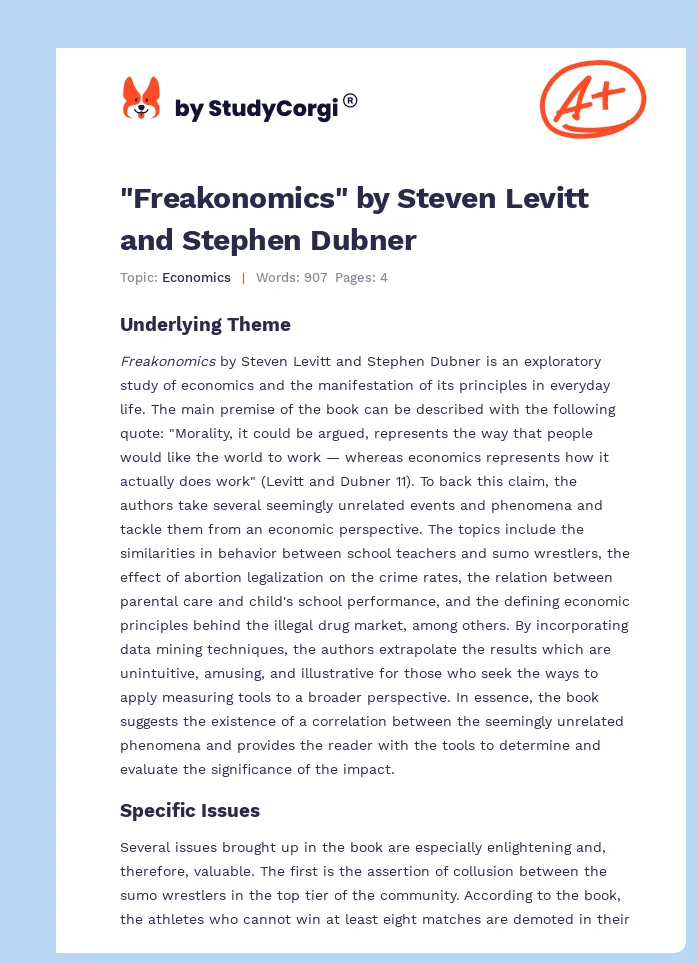 "Freakonomics" by Steven Levitt and Stephen Dubner. Page 1