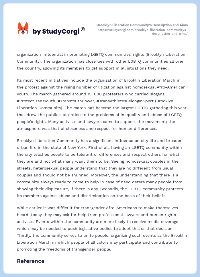 Brooklyn Liberation Community's Description and Aims. Page 2
