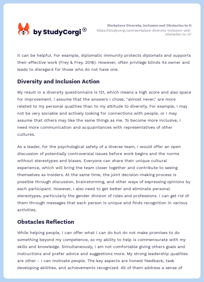 Workplace Diversity, Inclusion and Obstacles to It. Page 2
