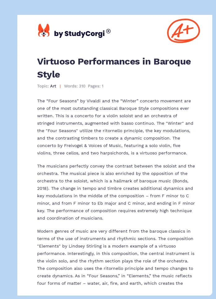 Virtuoso Performances in Baroque Style. Page 1