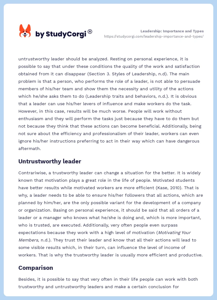 Leadership: Importance and Types. Page 2