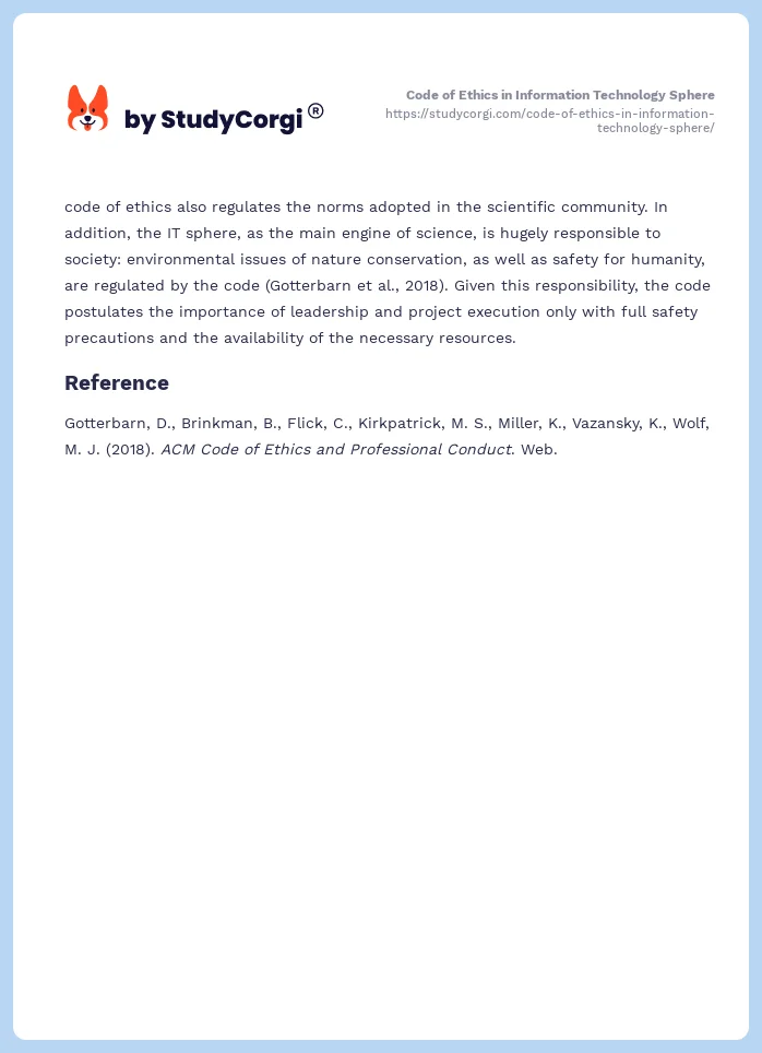 Code of Ethics in Information Technology Sphere. Page 2