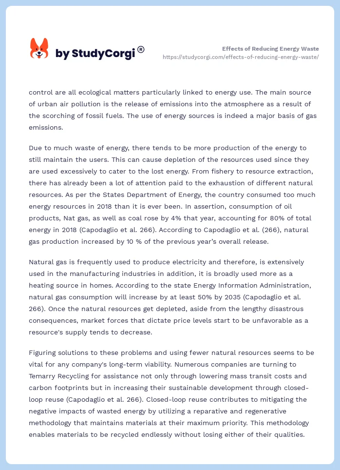 Effects of Reducing Energy Waste. Page 2