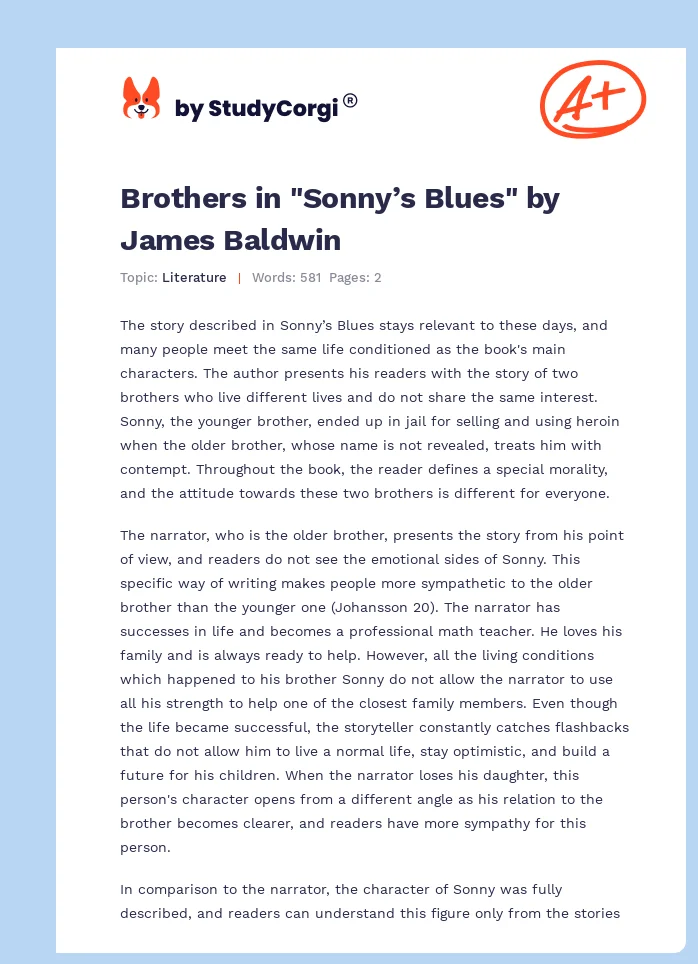 Brothers in "Sonny’s Blues" by James Baldwin. Page 1