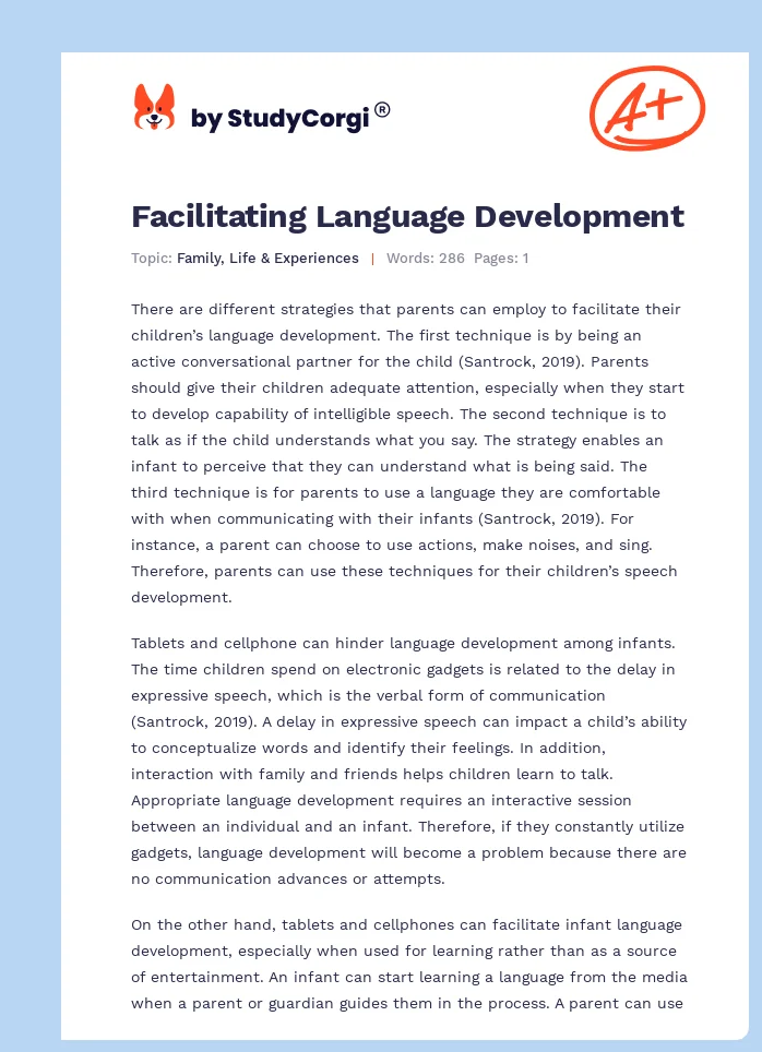 Facilitating Language Development. Page 1