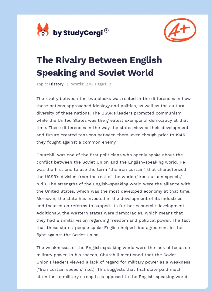 The Rivalry Between English Speaking and Soviet World. Page 1