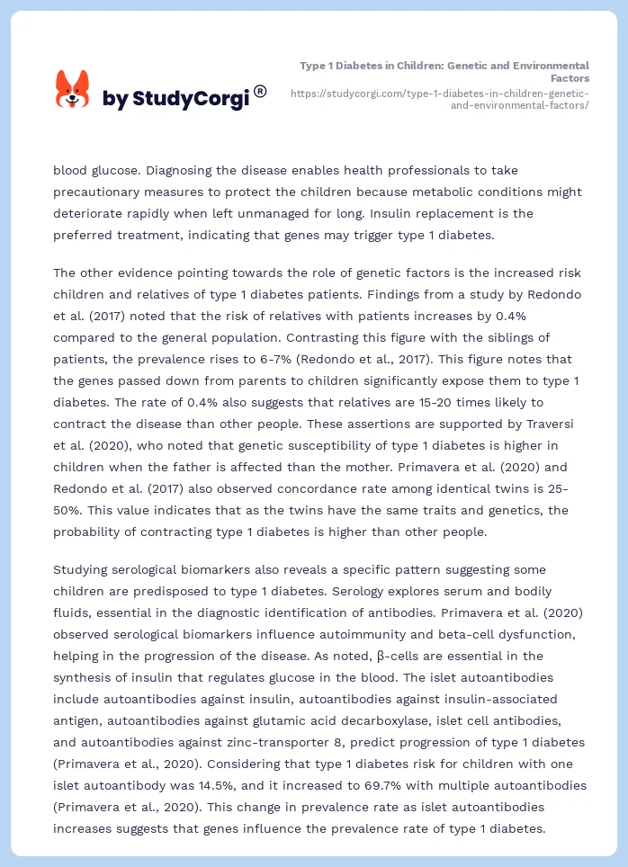 Type 1 Diabetes in Children: Genetic and Environmental Factors. Page 2