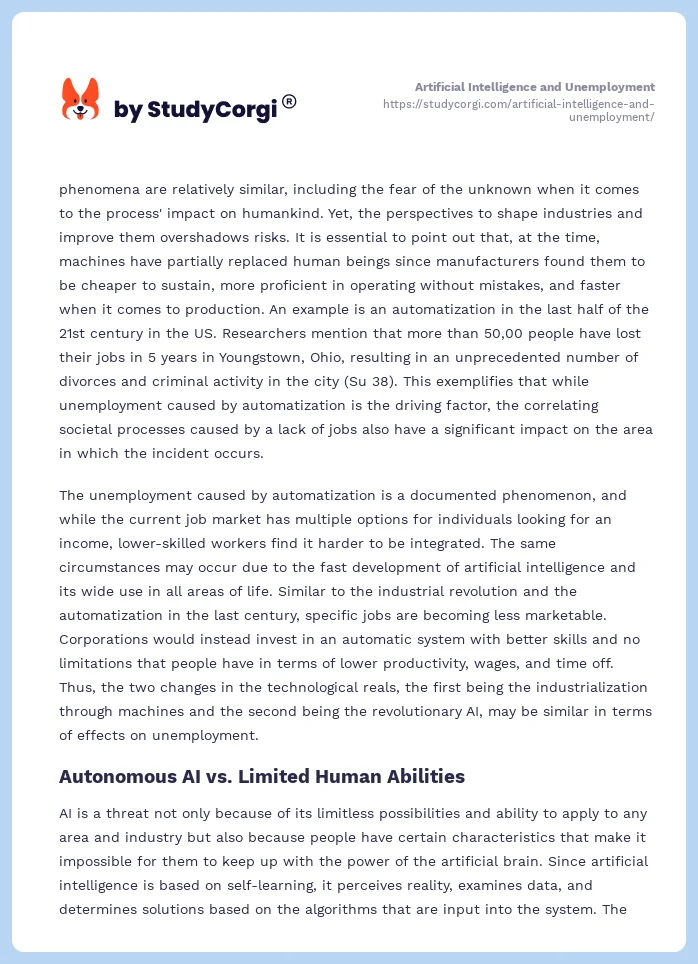 Artificial Intelligence and Unemployment. Page 2