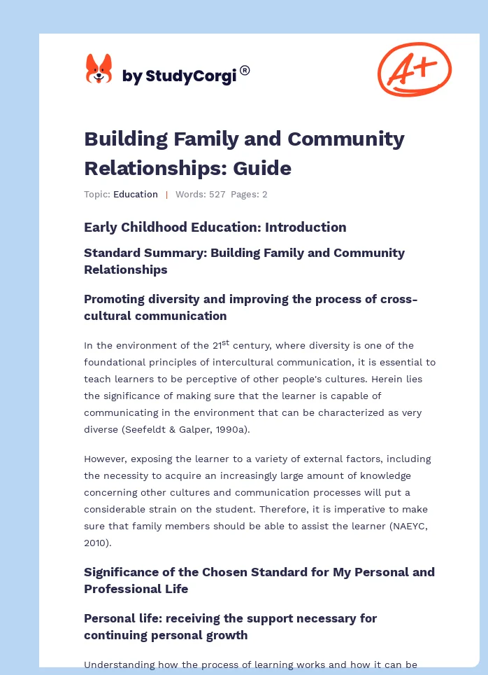 Building Family and Community Relationships: Guide. Page 1
