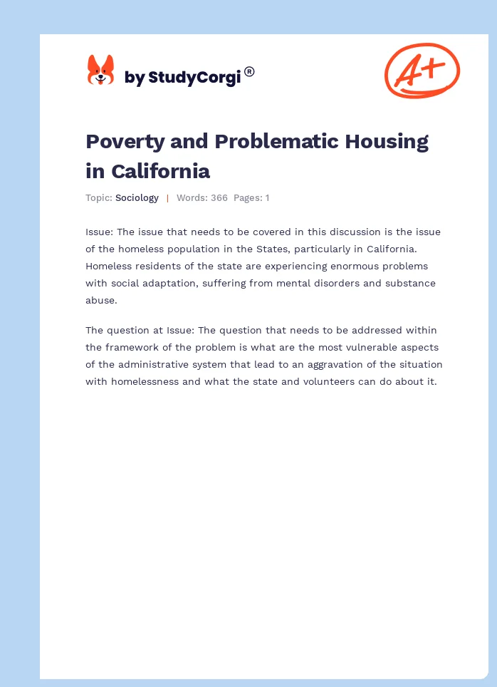 Poverty and Problematic Housing in California. Page 1