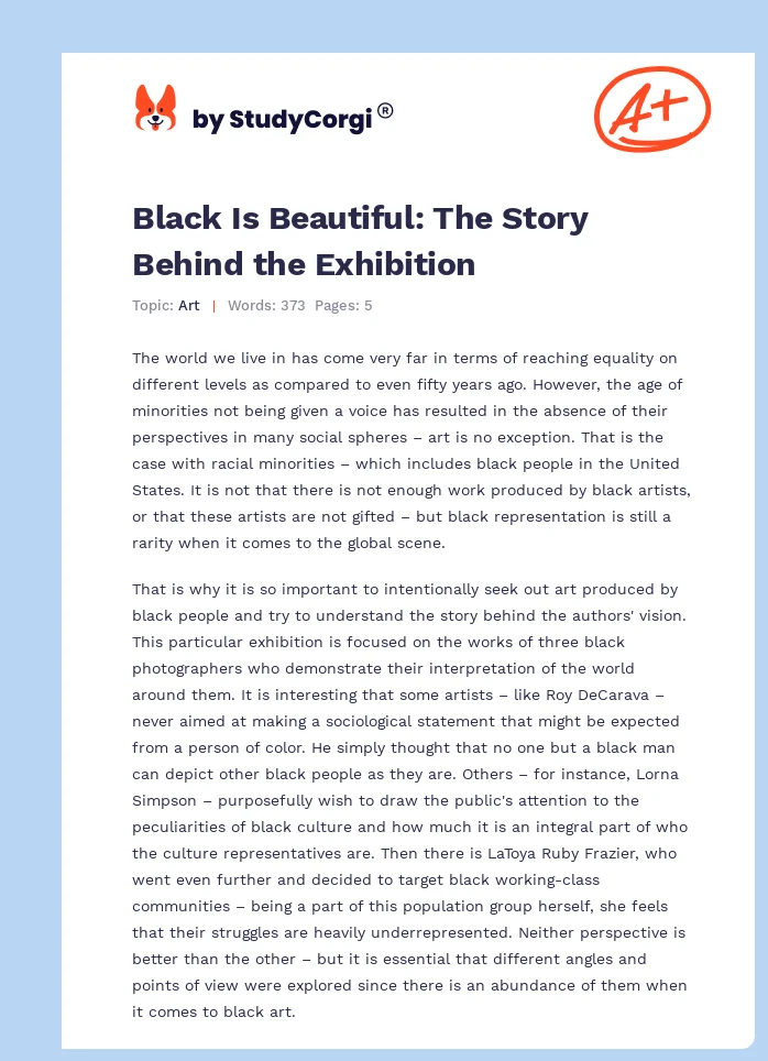 Black Is Beautiful: The Story Behind the Exhibition. Page 1