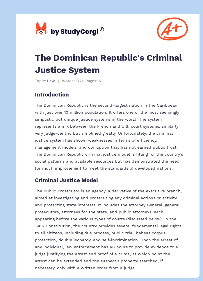 The Dominican Republic's Criminal Justice System. Page 1