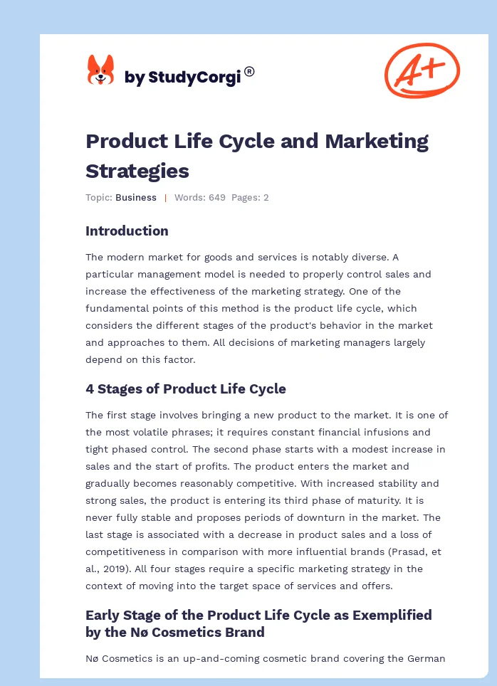 Product Life Cycle and Marketing Strategies. Page 1