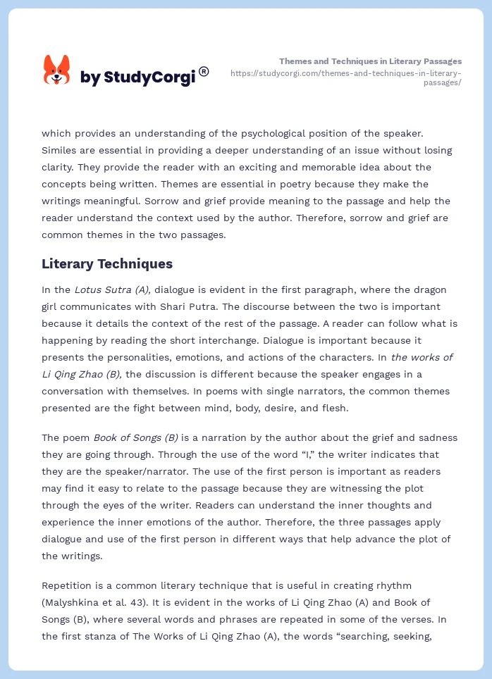 Themes and Techniques in Literary Passages. Page 2