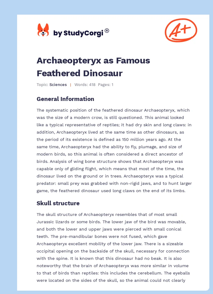 Archaeopteryx as Famous Feathered Dinosaur. Page 1