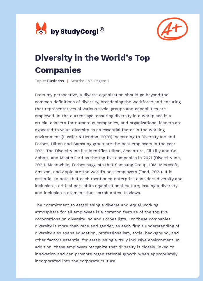 Diversity in the World’s Top Companies. Page 1